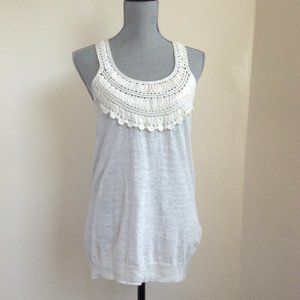 Phillip Lim 3.1 L Embroidered Sleeveless 70% Linen Cotton Ivory White Tank Top